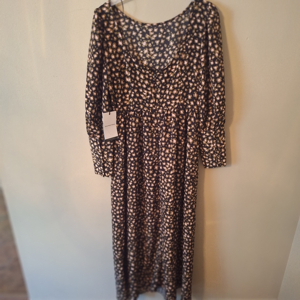 Who What Wear Leopard Maxi Cottagecore Scoop Back Dress Small - Picture 14 of 16